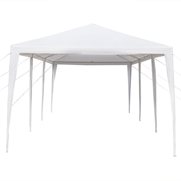 Tente de réception blanche 10'x30' avec 7 parois latérales amovibles, en tissu PE et structure en fer, abri de jardin imperméable avec fenêtres pour mariages, événements en extérieur, patios, ou comme abri commercial.