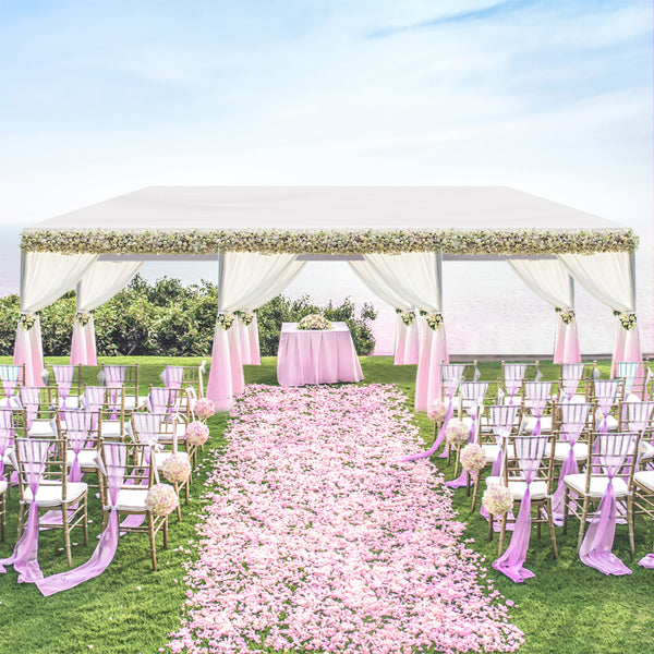 Tente de réception extérieure 10'x30', auvent imperméable avec 5 parois latérales amovibles et fenêtres de style église, grand gazebo pour mariage, anniversaire, barbecue en plein air, blanc