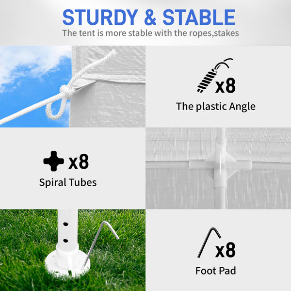 10'x30' White Canopy Tent with 5 Removable Sidewalls, PE Fabric & Iron Frame, Waterproof UV-Resistant Outdoor Party Gazebo with Windows, Beach Sun Shade Shelter for Wedding, Backyard Events, Commercial Market