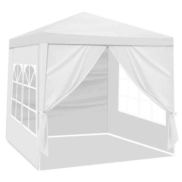 6.5'x6.5' Outdoor Party Tent, Waterproof Canopy with 4 Removable Sidewalls, 2 Doors & 2 Clear Windows, Portable Gazebo for Wedding, Backyard BBQ, White