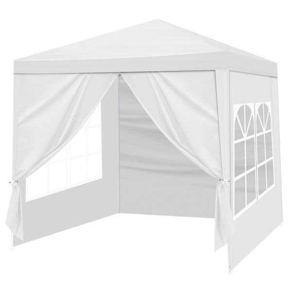 6.5'x6.5' Outdoor Party Tent, Waterproof Canopy with 4 Removable Sidewalls, 2 Doors & 2 Clear Windows, Portable Gazebo for Wedding, Backyard BBQ, White