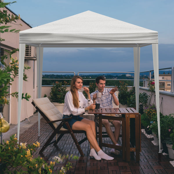 6.5'x6.5' Outdoor Party Tent, Waterproof Canopy with 4 Removable Sidewalls, 2 Doors & 2 Clear Windows, Portable Gazebo for Wedding, Backyard BBQ, White