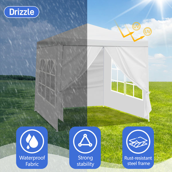 6.5'x6.5' Outdoor Party Tent, Waterproof Canopy with 4 Removable Sidewalls, 2 Doors & 2 Clear Windows, Portable Gazebo for Wedding, Backyard BBQ, White