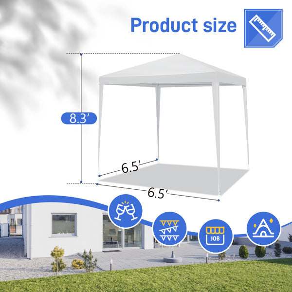 6.5'x6.5' Outdoor Party Tent, Waterproof Canopy with 4 Removable Sidewalls, 2 Doors & 2 Clear Windows, Portable Gazebo for Wedding, Backyard BBQ, White