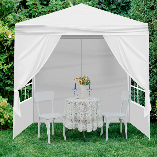 6.5'x6.5' Outdoor Party Tent, Waterproof Canopy with 4 Removable Sidewalls, 2 Doors & 2 Clear Windows, Portable Gazebo for Wedding, Backyard BBQ, White