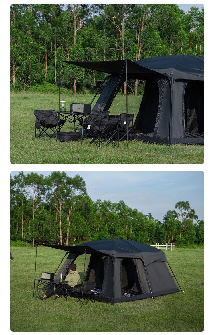 Tent Outdoor Two Rooms and One Living Room 4-8-12 People Camping Villa Sunproof Rainproof Thickened Tent Camping Supplies