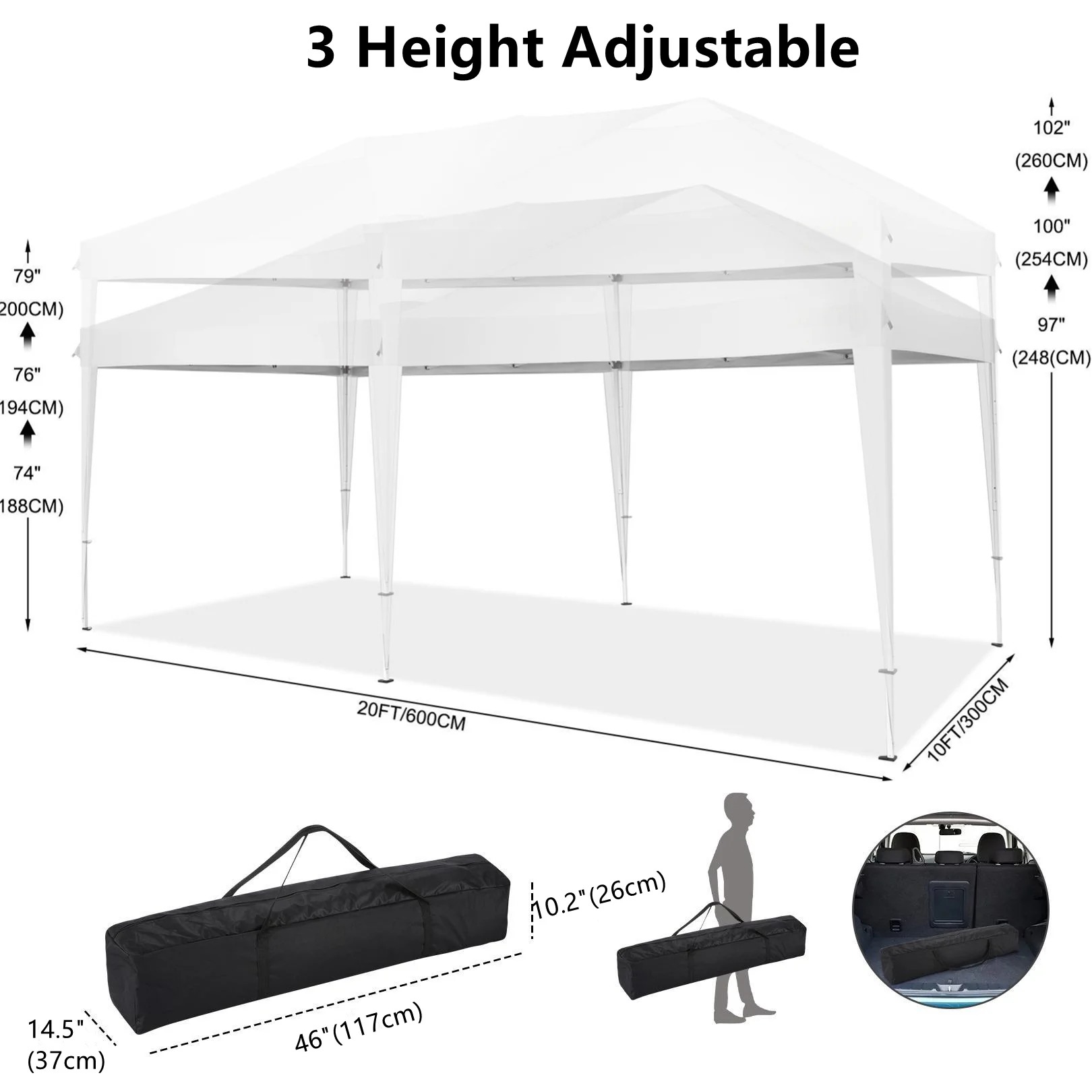 Canopy 10x20 Pop Up Canopy Tent with 6 Sidewalls Easy Pop Up Tent 10x20 Waterproof Commercial Instant Shelter UPF 50+ Portable