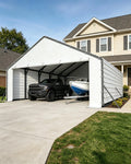 Roofing Panels for Metal Carport 20x25 ft, 20x20 ft, Heavy Duty Metal Carport Kits, 27 Ga. Galvanized Steel Ribbed Panels, 60.23 in x 19.68 in, 16 Pcs, White