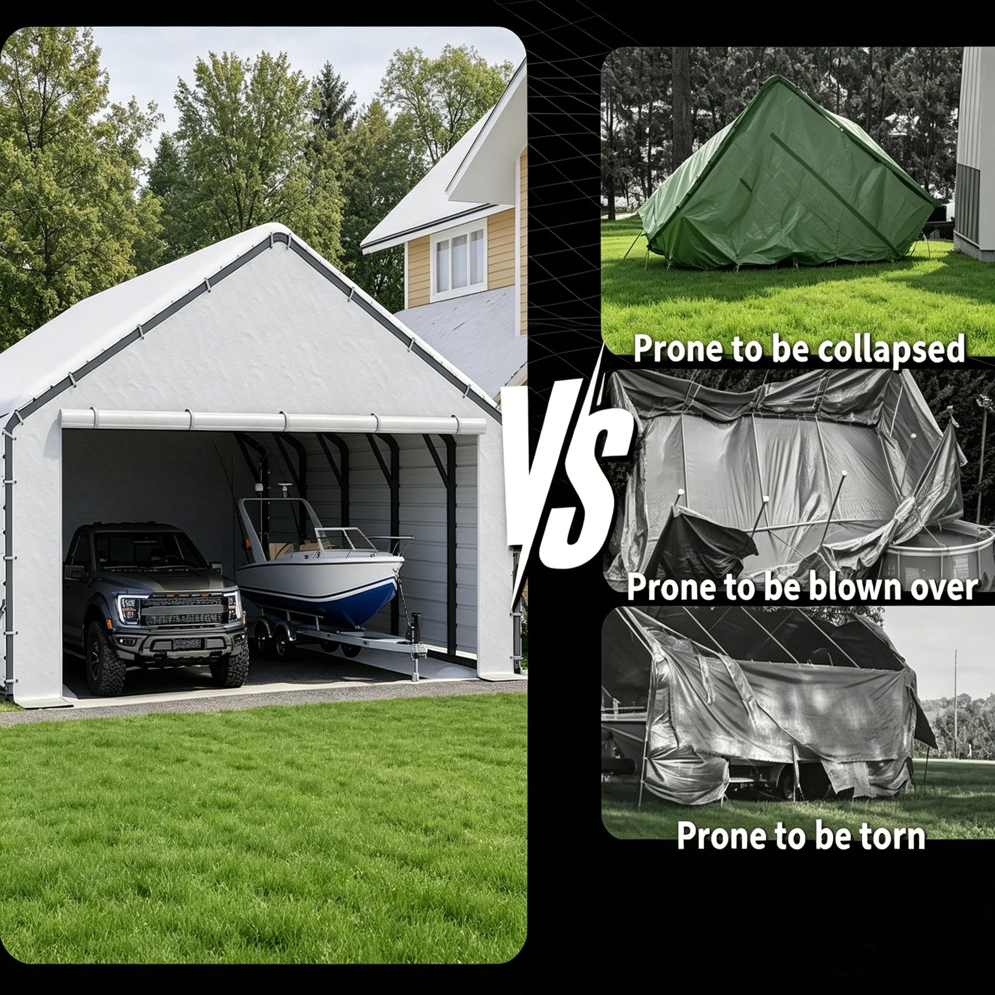 Roofing Panels for Metal Carport 20x25 ft, 20x20 ft, Heavy Duty Metal Carport Kits, 27 Ga. Galvanized Steel Ribbed Panels, 60.23 in x 19.68 in, 16 Pcs, White