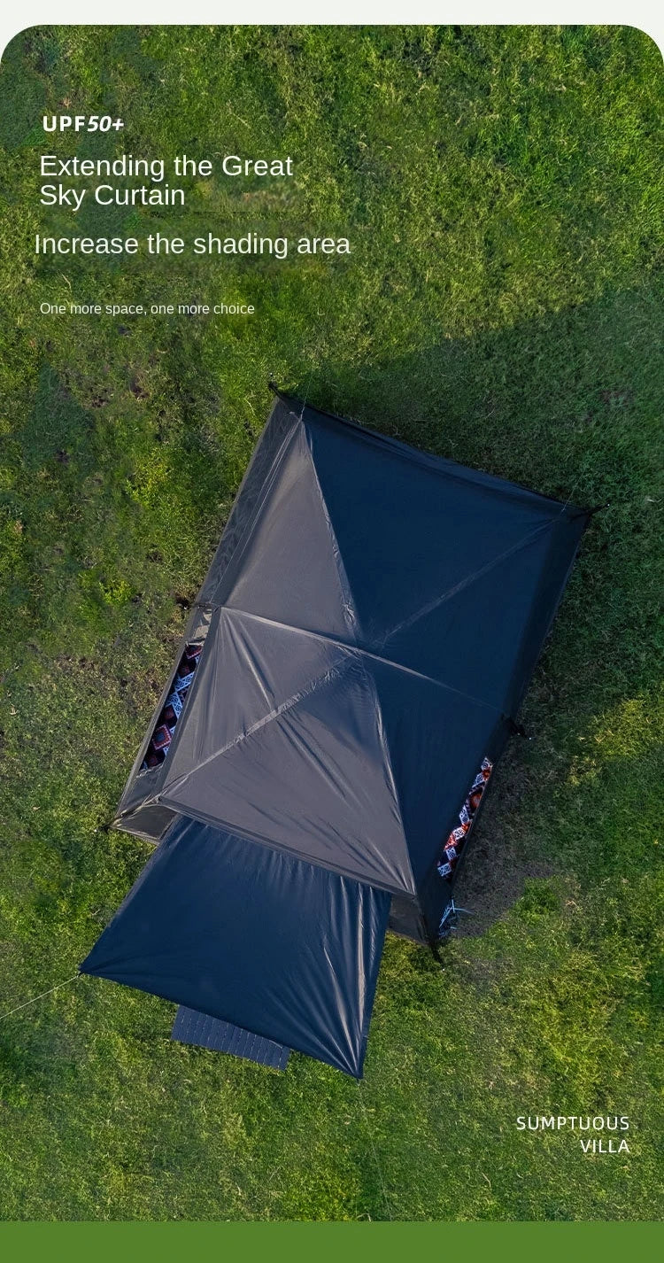 Tent Outdoor Two Rooms and One Living Room 4-8-12 People Camping Villa Sunproof Rainproof Thickened Tent Camping Supplies