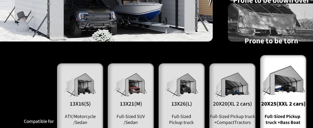 Roofing Panels for Metal Carport 20x25 ft, 20x20 ft, Heavy Duty Metal Carport Kits, 27 Ga. Galvanized Steel Ribbed Panels, 60.23 in x 19.68 in, 16 Pcs, White