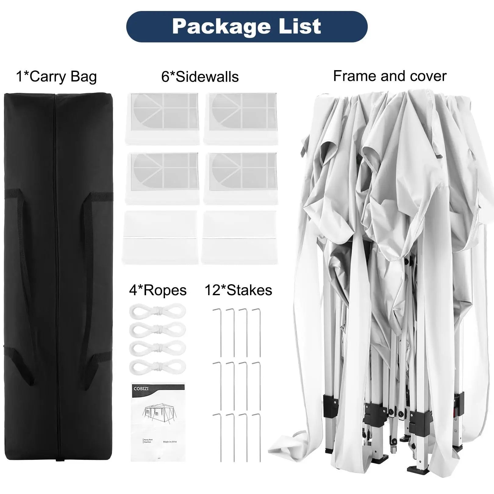 Canopy 10x20 Pop Up Canopy Tent with 6 Sidewalls Easy Pop Up Tent 10x20 Waterproof Commercial Instant Shelter UPF 50+ Portable