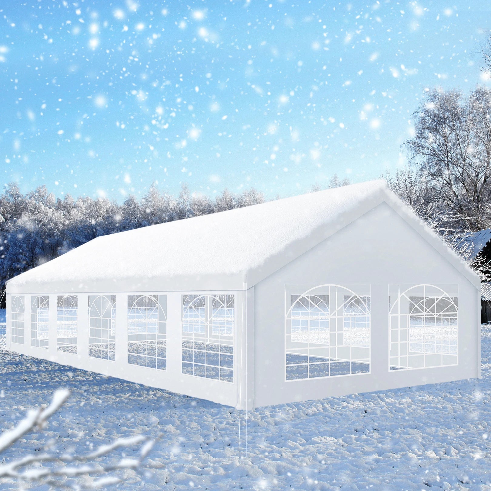 Tente de fête robuste 20x40, tentes à baldaquin de fête avec 8 parois latérales amovibles et 4 sacs de sable intégrés, grandes tentes pour mariage commercial