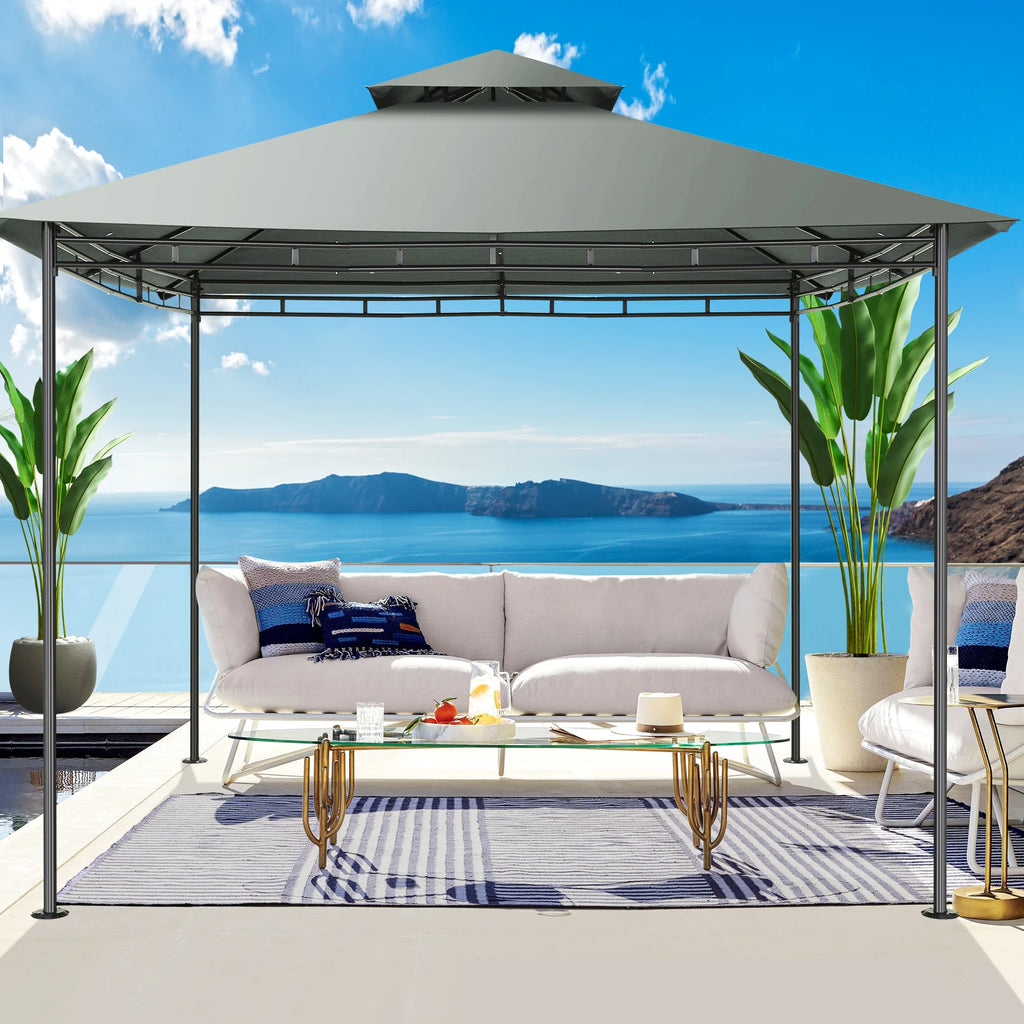 10×10 Gazebo with Cold-Proof Curtains Nettings,Heavy Duty Gazebo Double Roof with Metal Frame,Tents for Patio, Deck,Backyard