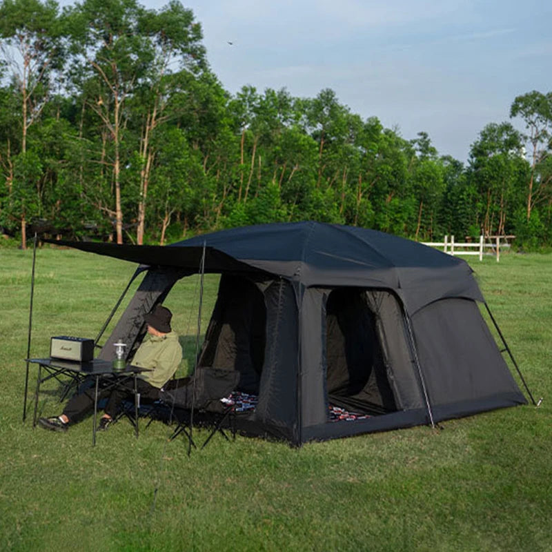 Tent Outdoor Two Rooms and One Living Room 4-8-12 People Camping Villa Sunproof Rainproof Thickened Tent Camping Supplies