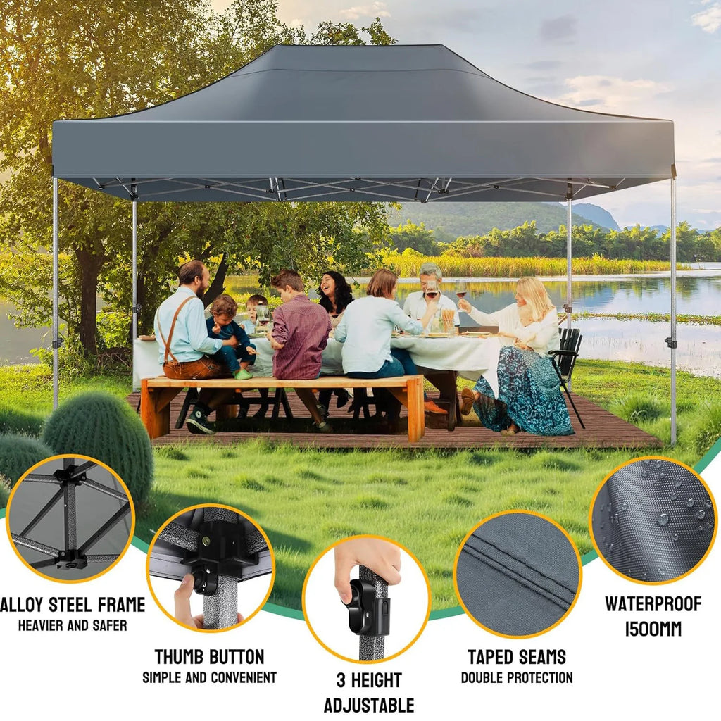 Heavy Duty 10x15 Canopy Tent with 4 Removable Walls Waterproof Commercial Outdoor Shelter, UPF 50+ Protection for Events,