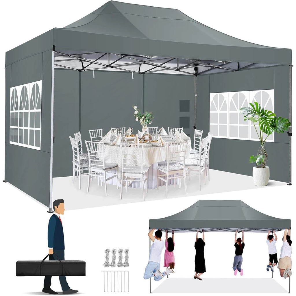 Heavy Duty 10x15 Canopy Tent with 4 Removable Walls Waterproof Commercial Outdoor Shelter, UPF 50+ Protection for Events,