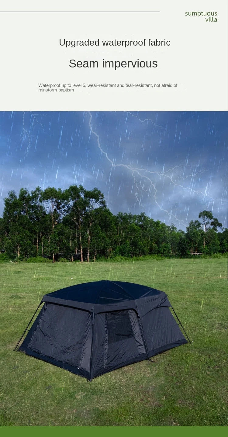 Tent Outdoor Two Rooms and One Living Room 4-8-12 People Camping Villa Sunproof Rainproof Thickened Tent Camping Supplies