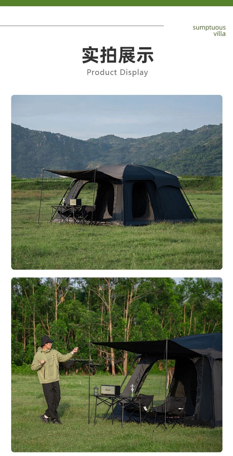 Tent Outdoor Two Rooms and One Living Room 4-8-12 People Camping Villa Sunproof Rainproof Thickened Tent Camping Supplies