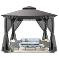 10×10 Gazebo with Cold-Proof Curtains Nettings,Heavy Duty Gazebo Double Roof with Metal Frame,Tents for Patio, Deck,Backyard