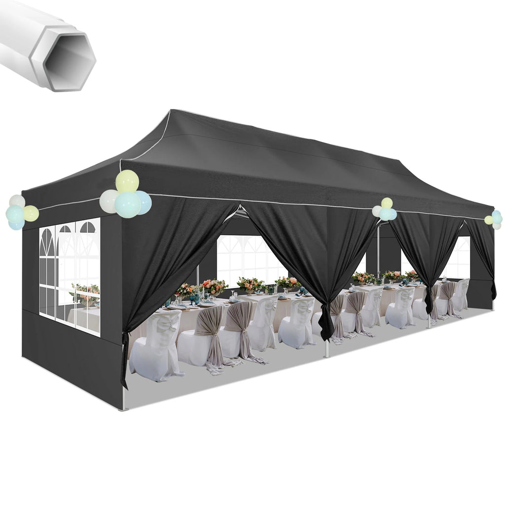 10x30ft Pop Up Canopy Tent Gazebo Party Heavy Duty Marquee Awning With 8 Sidewall Outdoor Commercial Event Instant Tent Gazebo