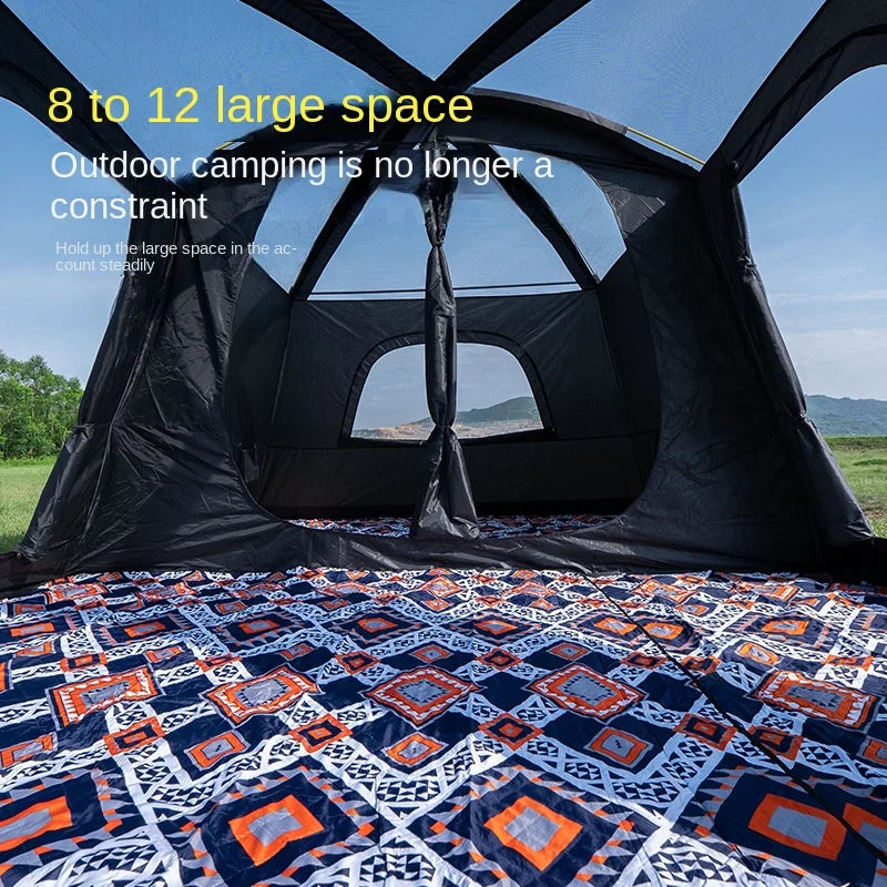 Tent Outdoor Two Rooms and One Living Room 4-8-12 People Camping Villa Sunproof Rainproof Thickened Tent Camping Supplies
