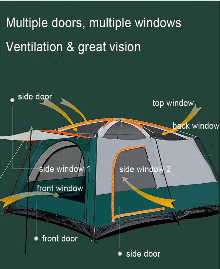 6 - 10 People Family Tour Hiking Picnic Rain-proof Mosquito-proof Wind-proof Camping Tent Outdoor  2 Rooms tent