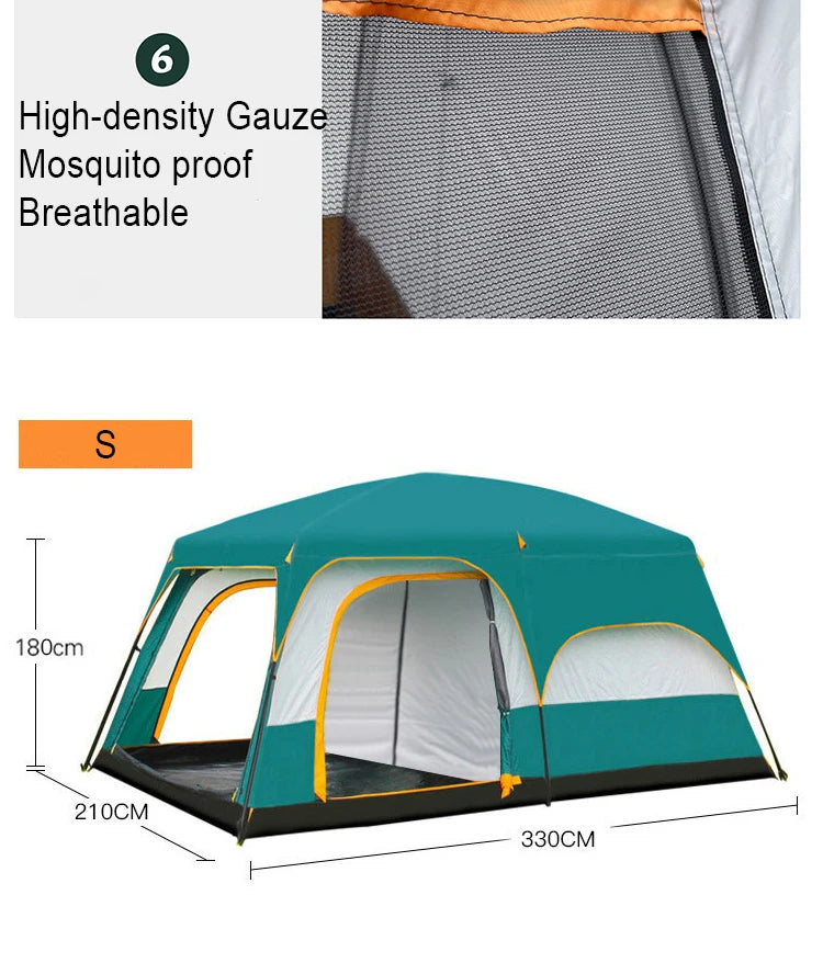 6 - 10 People Family Tour Hiking Picnic Rain-proof Mosquito-proof Wind-proof Camping Tent Outdoor  2 Rooms tent