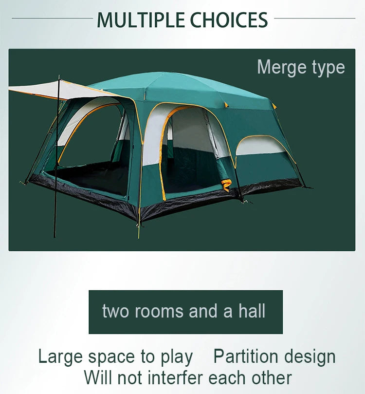 6 - 10 People Family Tour Hiking Picnic Rain-proof Mosquito-proof Wind-proof Camping Tent Outdoor  2 Rooms tent