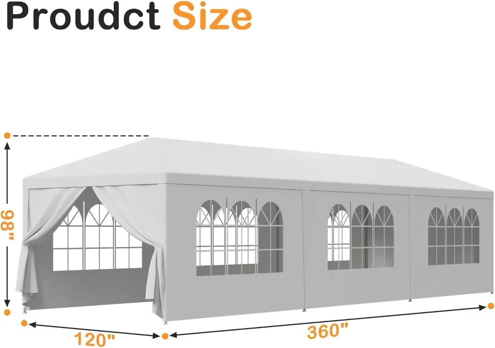 10'x30' Outdoor Party Tent Heavy Duty Large Backyard Canopy Tent Cater Party Favor Supplies Patio Gazebo for Outdoor Events