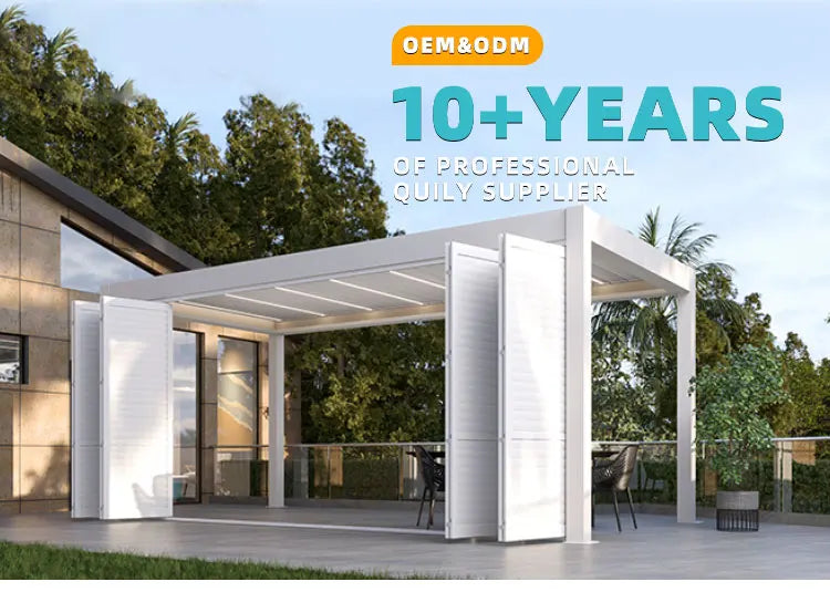 Waterproof Motorized Gazebo Pergola Set 3x3 3x4 5x4 4x6 Garden Sunshade Retractable Outdoor Aluminium for Backyard Powder Coated