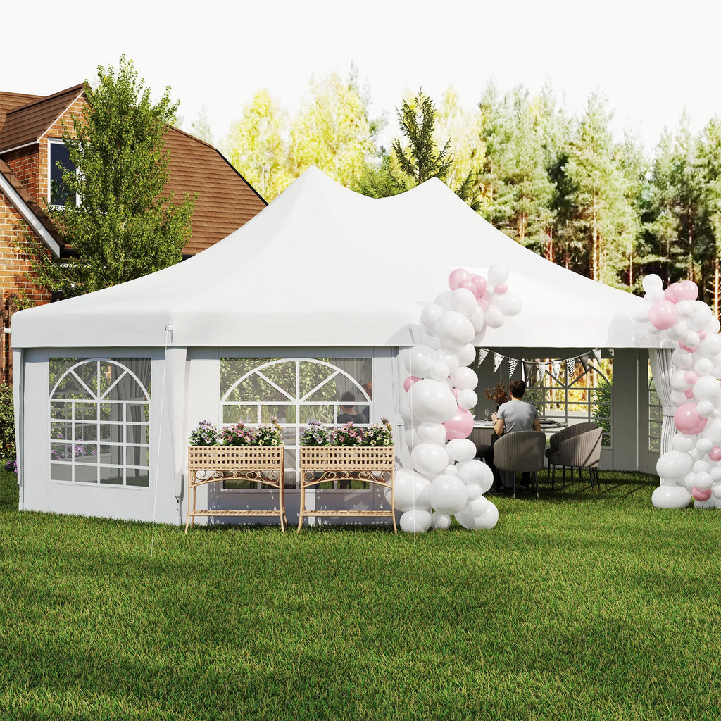 Outsunny Tente de réception pour événements 29' x 21' avec 2 portes escamotables, blanche