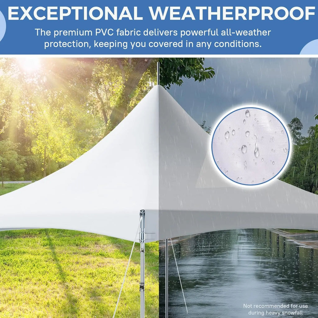 20x20FT Heavy Duty High Peak Party Tent, Outdoor PVC Canopy Shelter for 70 Guests, Ideal for Weddings, Events &, Customized