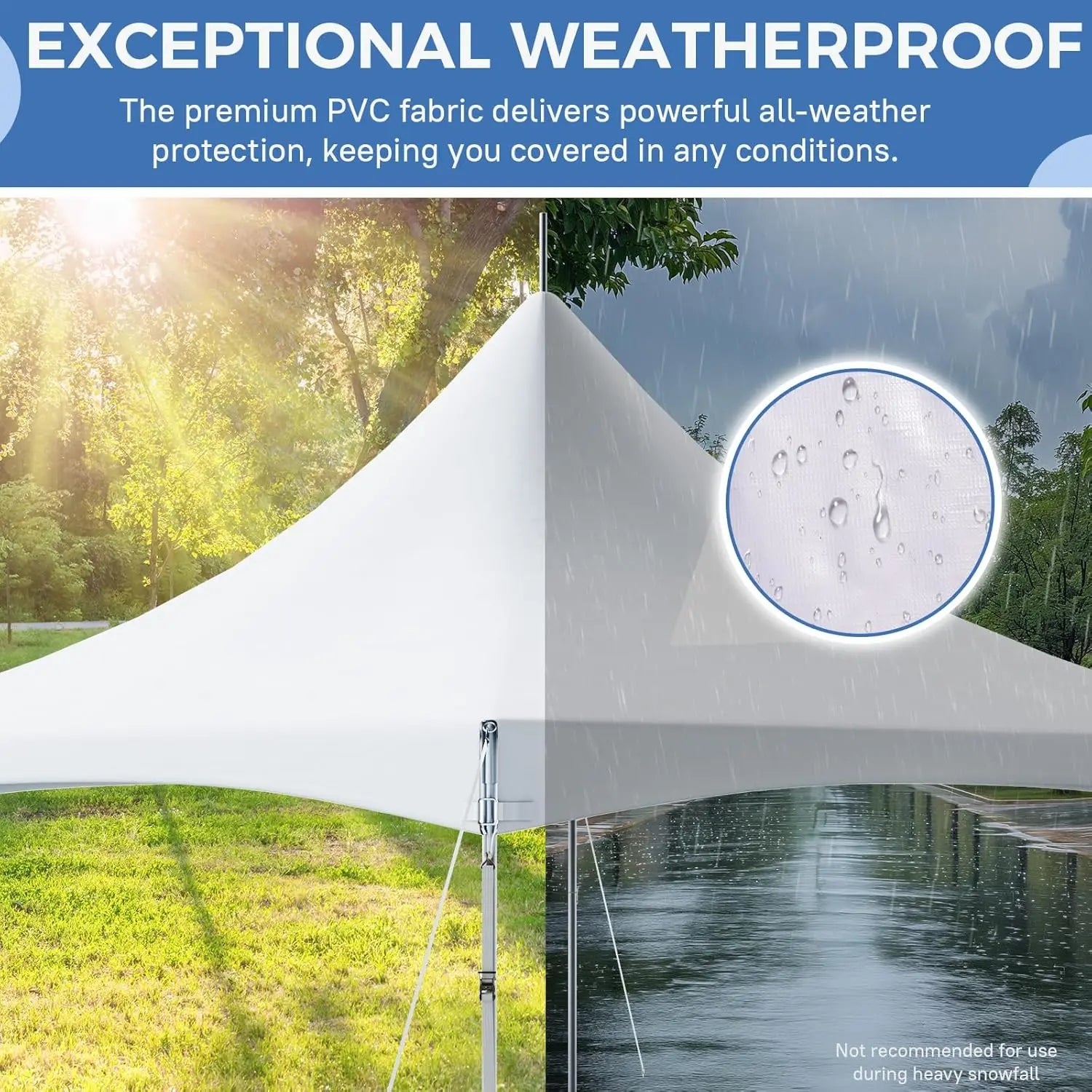 20x20FT Heavy Duty High Peak Party Tent, Outdoor PVC Canopy Shelter for 70 Guests, Ideal for Weddings, Events &, Customized