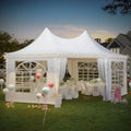 20x15ft Party Tent White Wedding Octagonal Heavy Duty  with 6 Removable Sidewalls 6 Church Windows and 2 Pull-Back Doors Outdoo