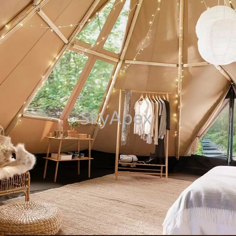 Tente de réception pyramidale haut de gamme - Bâche pour 100 personnes - Tentes tipi pour salons professionnels, mariages et événements commerciaux