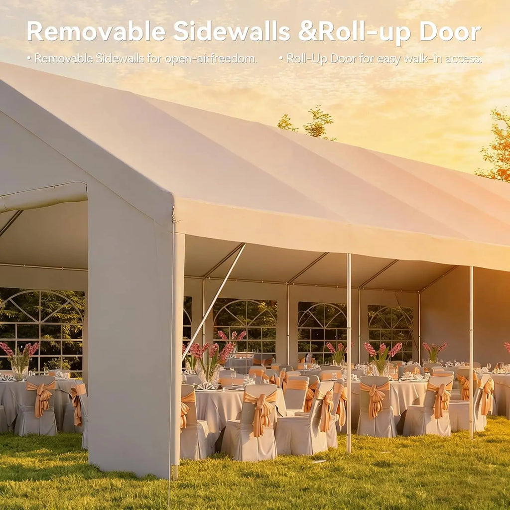 20x40 Waterproof Party Tent Removable Sidewalls Roll-up Door Steel Frame Outdoor Wedding BBQ Custom