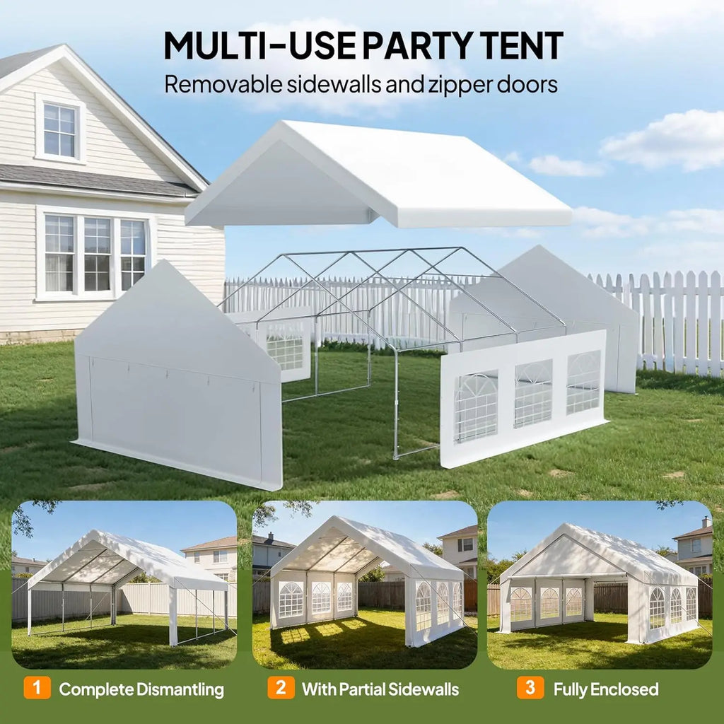 20x20 Party Tent Event Tent for Parties, Outdoor Canopy Tents with Bonus Balloons Heavy Duty Carport Wedding Canopy, Custom