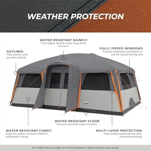 Tent for Family Camping | 10 Person / 11 Person / 12 Person Large Multi Room Cabin Tents for Car Camping & Outdoor