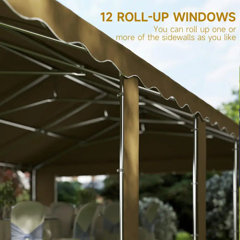 [Free Shipping] 20' x 40' Party Tent, Outdoor Canopy Tent with Removable Sidewalls, 12 Windows for Parties, Wedding, Events, BBQ, Brown