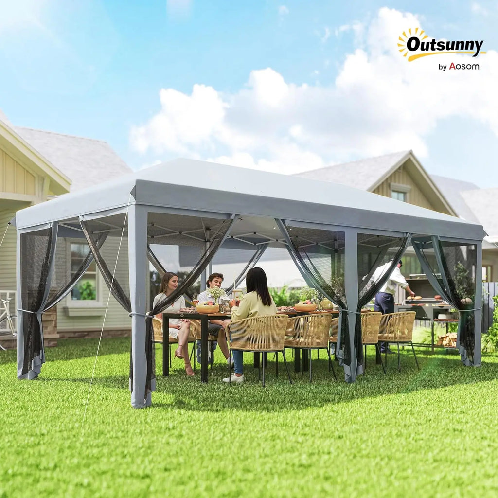 10x20 Pop Up Canopy Tent with Netting Heavy Duty Instant Sun Shelter for Outdoor Garden Patio Parties Carry Bag, Custom