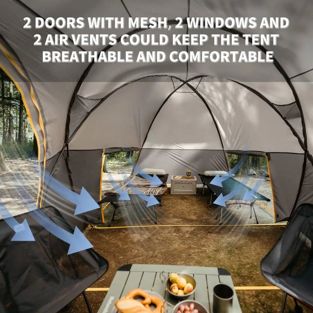 KOTA Camping Tent, Double Layer Waterproof Tents for Camping, Large and Tall Family Tent with Vestibules Porch