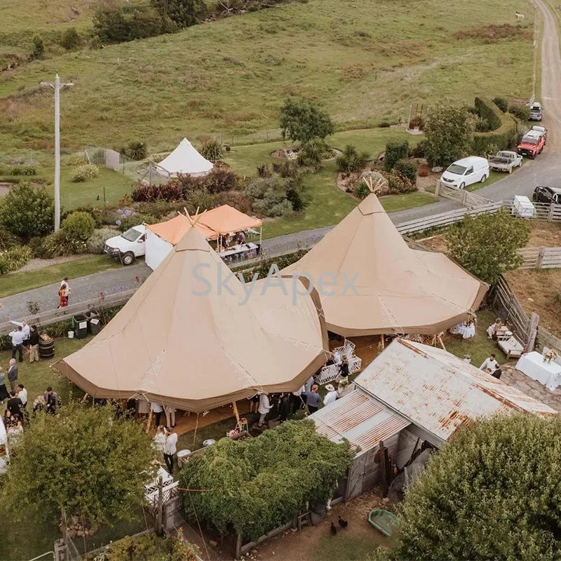 Tente de réception pyramidale haut de gamme - Bâche pour 100 personnes - Tentes tipi pour salons professionnels, mariages et événements commerciaux