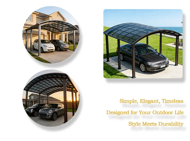 Premium Aluminum Outdoor Structures & Shade, Freestanding Carport Garage with Thick Roof Panels, Reliable Car Parking Shelter