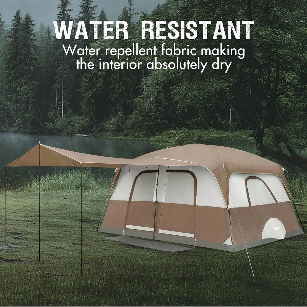 6 | 8 | 10 Person Family Camping Tent with Porch, Big Family Camping Tent with Tall Height, Good Ventilation, Water Resitant Large Tent for Outdoor Camping, Backyard