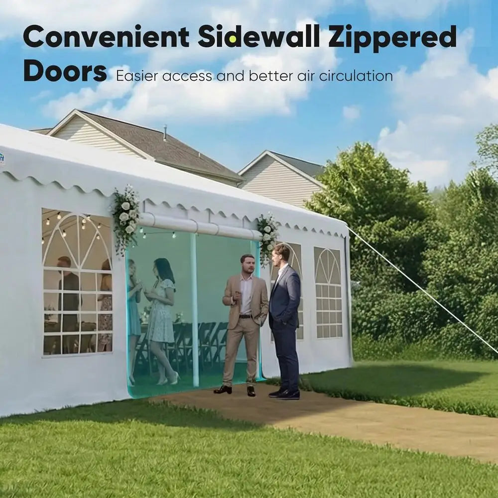 Heavy-Duty 20x40 Outdoor Party Tent with Galvanized Steel Frame for Weddings and Events, Includes Storage Bag