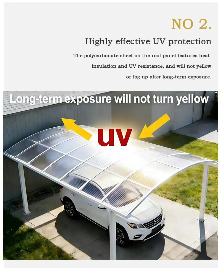 Premium Aluminum Outdoor Structures & Shade, Freestanding Carport Garage with Thick Roof Panels, Reliable Car Parking Shelter