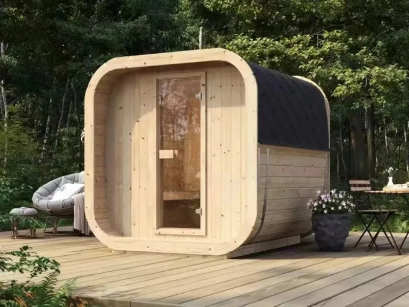 Sauna personnalisé en bois traditionnel pour 2-3 personnes, en cèdre rouge et en hemlock canadien, pour l'extérieur