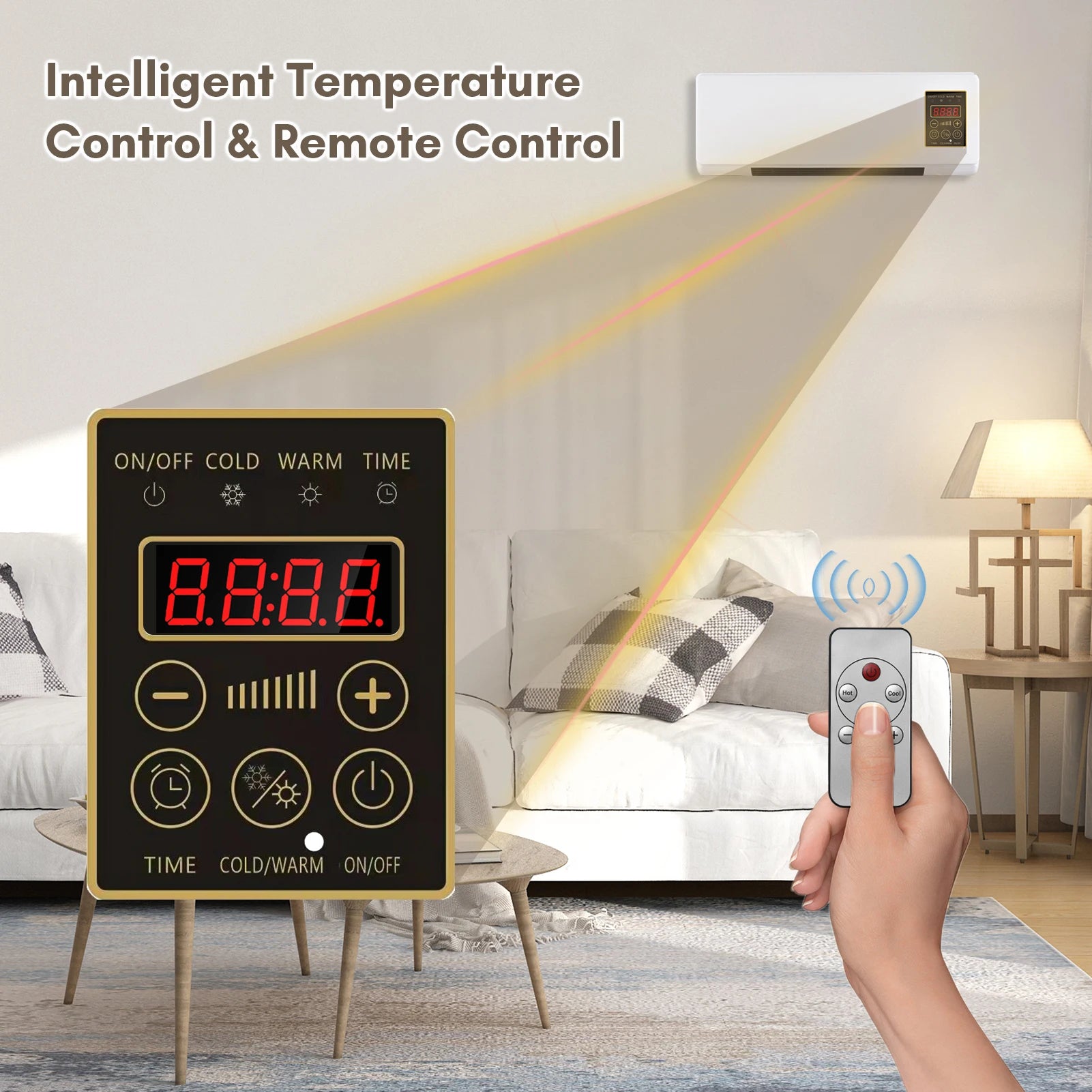 Cold and Warm Dual Purpose Air Conditioner Heater and fan Combo Wall Mounted Desktop 2in1 Fan Timing Function Heating and Cool