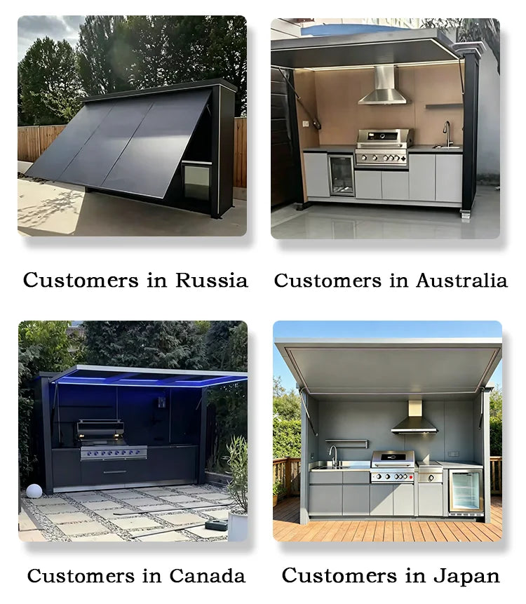 All-in-One Complete Custom Outdoor Kitchen, Premium Fully Equipped, Anti Wind Rain Snow for Residential Outdoor Use